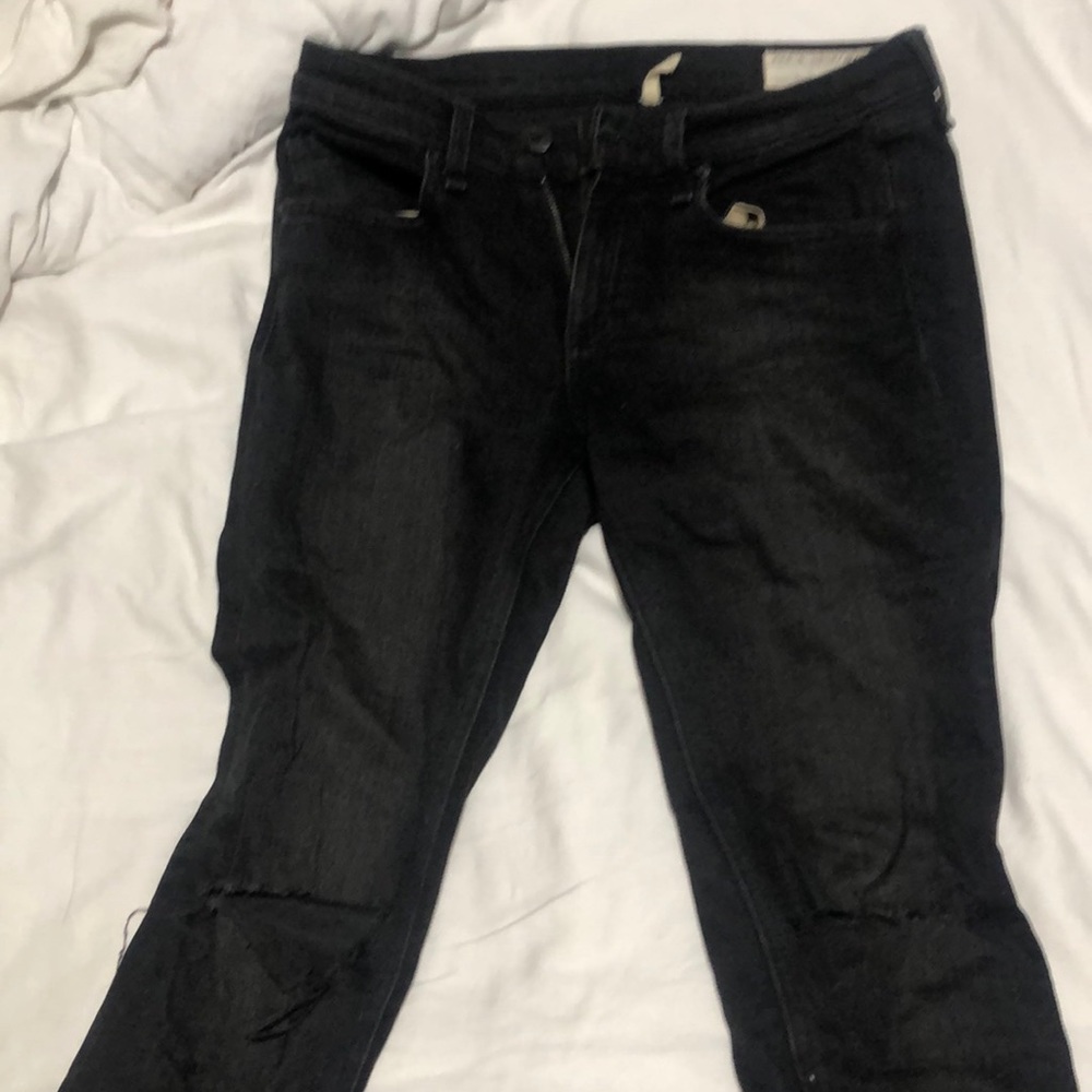 Rag and Bone Black Distressed Demin Jeans